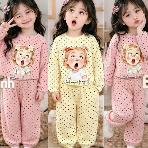 Bộ dài tay chấm bi nhà Bé Xinh cho bé gái mùa Thu Đông BXG2596