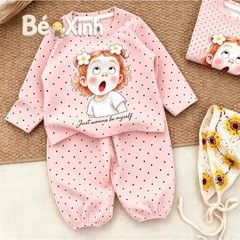 Bộ dài tay chấm bi nhà Bé Xinh cho bé gái mùa Thu Đông BXG2596