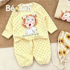 Bộ dài tay chấm bi nhà Bé Xinh cho bé gái mùa Thu Đông BXG2596