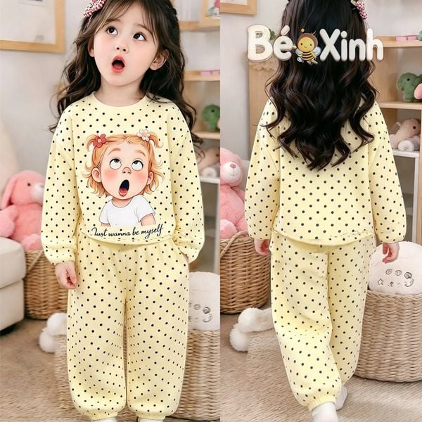 Bộ dài tay chấm bi nhà Bé Xinh cho bé gái mùa Thu Đông BXG2596