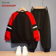 Bộ dài tay thu đông thun da cá Hiphop chữ HI dễ thương cho bé trai BXG1300