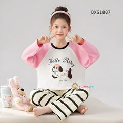 Bộ dài tay Cún quần sọc dễ thương cho bé gái BXG1887
