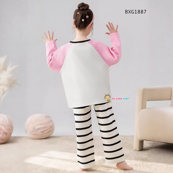 Bộ dài tay Cún quần sọc dễ thương cho bé gái BXG1887