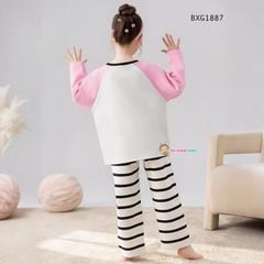 Bộ dài tay Cún quần sọc dễ thương cho bé gái BXG1887