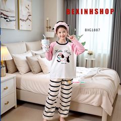 Bộ dài tay Cún quần sọc dễ thương cho bé gái BXG1887