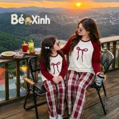 Bộ áo dài tay Raplang Nơ quần Caro Ống Rộng dễ thương cho bé gái BXG1130 (FORM NHỎ KHÁCH ĐẶT TRỪ HAO SIZE)