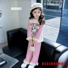 Bộ dài tay phối loe LABUBU dễ thương cho bé gái BXG1857