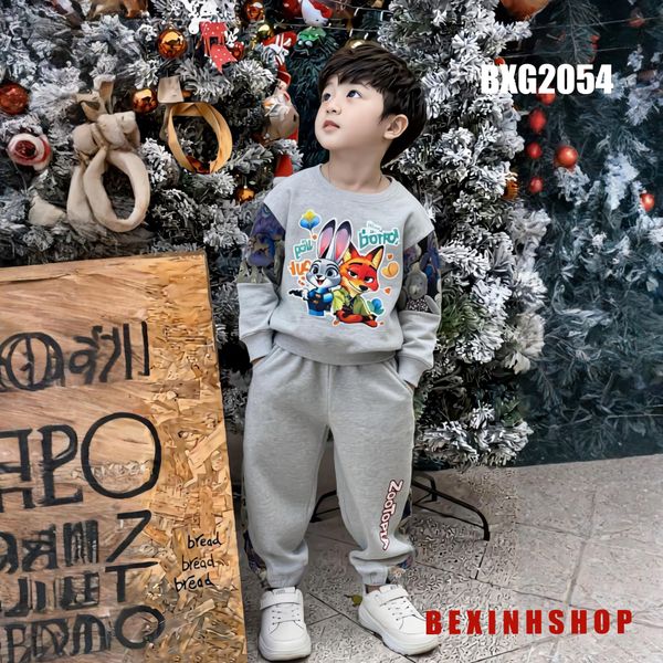 Bộ bé trai dài tay phối vải Zootopia BXG2054