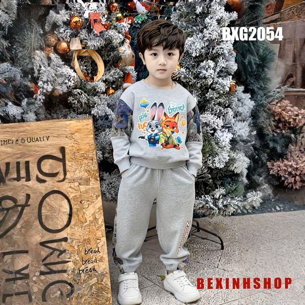 Bộ bé trai dài tay phối vải Zootopia BXG2054
