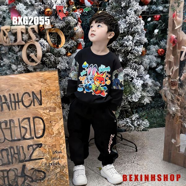 Bộ bé trai dài tay phối vải Zootopia BXG2054