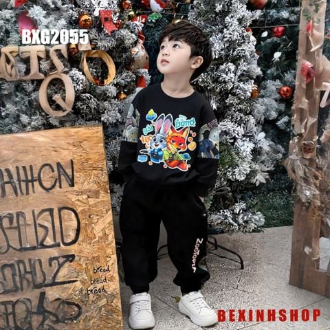 Bộ bé trai dài tay phối vải Zootopia BXG2054