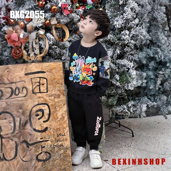 Bộ bé trai dài tay phối vải Zootopia BXG2054