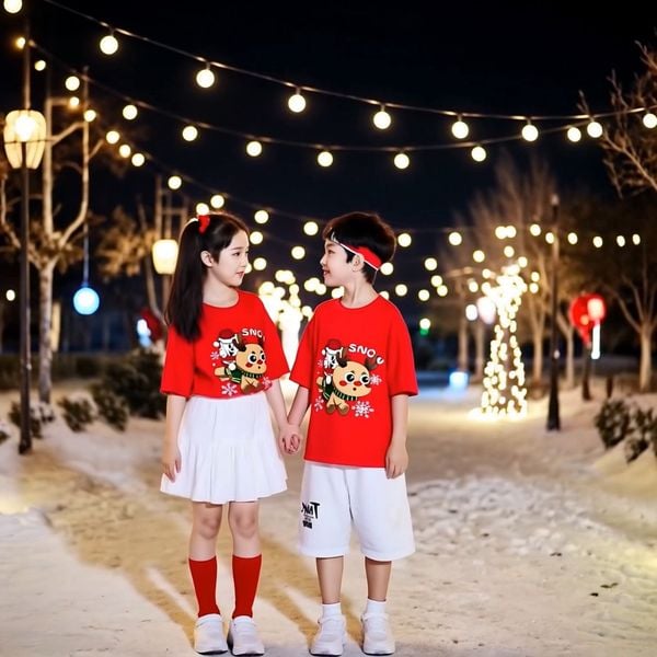 NOEL - Bộ đồng phục bé trai & bé gái áo thun quần váy bí cho bé đi chơi BXG1286