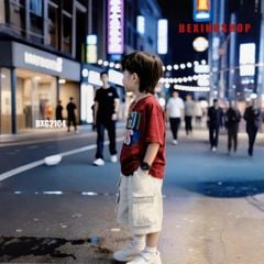 [BexinhshopVN] Set kaki bé trai áo thun in chữ quần túi hộp BXG2104