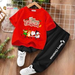 Bộ thun cotton quần jogger Noel dễ thương cho bé trai BXG1225