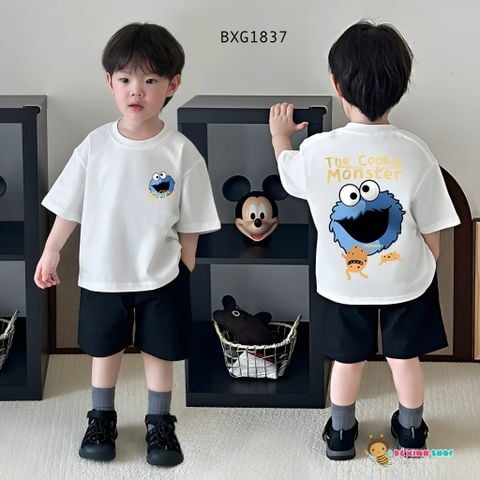 Bộ áo thun hình Cookie quần kaki mềm dễ thương cho bé trai BXG1837