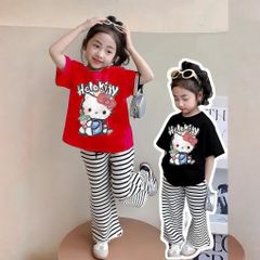 Bộ áo in Heklo Kitty quần loe dễ thương cho bé gái BXG1798