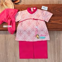 [Tặng Kèm Cham] Bộ Lam pháp phục bé gái, chất lụa Vân Thọ Dơi BXG2299
