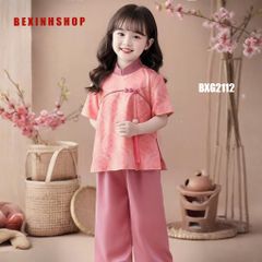 [Tết] Set bà ba Gấm pháp phục may đính kèm charm dễ thương cho bé gái BXG2110