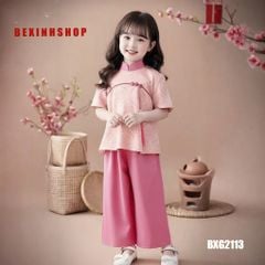[Tết] Set bà ba Gấm pháp phục may đính kèm charm dễ thương cho bé gái BXG2110