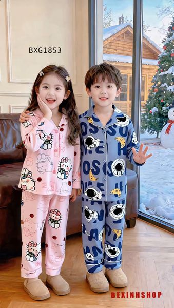 [BÉ TRAI - BÉ GÁI] Bộ pizama lụa Latin dễ thương cho bé  mặc nhà, mặc ngủ BXG1853 ( Form rộng )