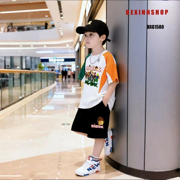 Set áo thun phối màu Roblox dễ thương cho bé trai BXG1579