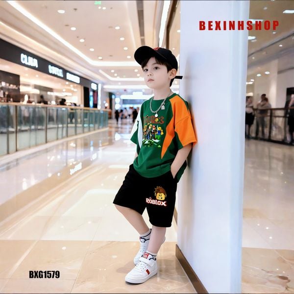 Set áo thun phối màu Roblox dễ thương cho bé trai BXG1579