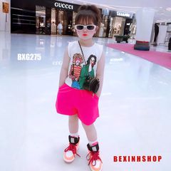 Bộ sort thun SÁT NÁCH in cô gái dễ thương cho bé gái BXG275
