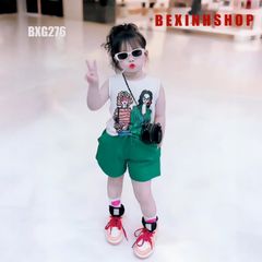 Bộ sort thun SÁT NÁCH in cô gái dễ thương cho bé gái BXG275