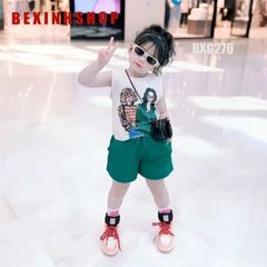 Bộ sort thun SÁT NÁCH in cô gái dễ thương cho bé gái BXG275