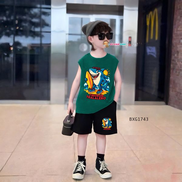 Bộ sát nách Cá Mập Tiburon dễ thương cho bé trai BXG1743