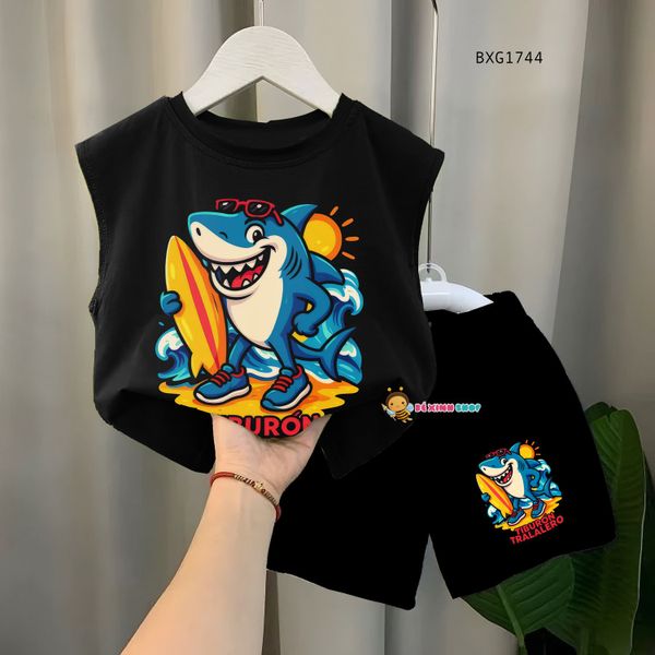 Bộ sát nách Cá Mập Tiburon dễ thương cho bé trai BXG1743