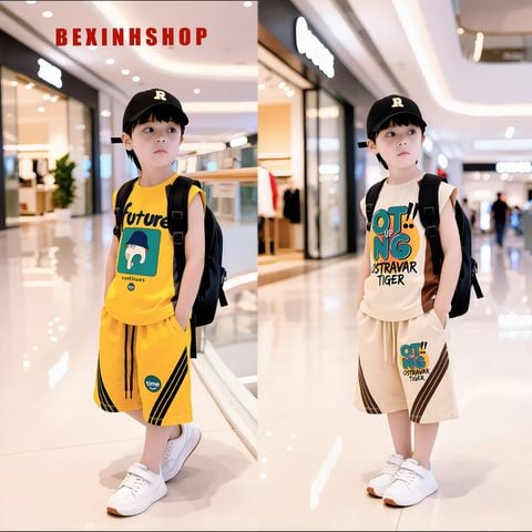 Bộ sát nách tay lỡ thể thao cho bé trai ngày Hè BXG2182