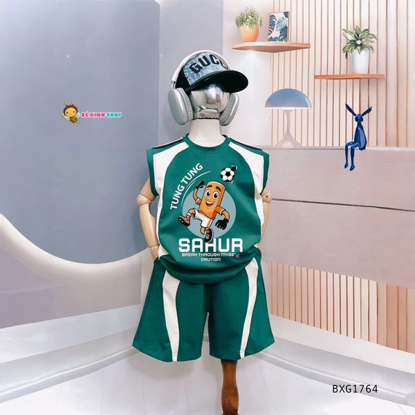 Bộ áo Sát Nách TUNG TUNG SAHUR dễ thương cho bé trai BXG1764
