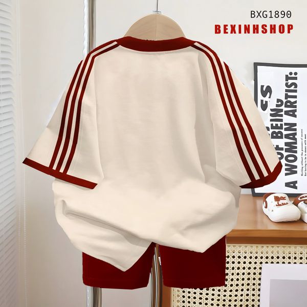 Set áo phối sọc in 3D quần legging lửng dễ thương cho Mẹ & Bé Gái BXG1889