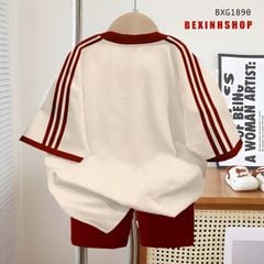 Set áo phối sọc in 3D quần legging lửng dễ thương cho Mẹ & Bé Gái BXG1889