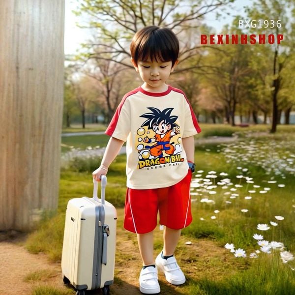 Bộ thun phối tay Songoku dễ thương cho bé trai BXG1936