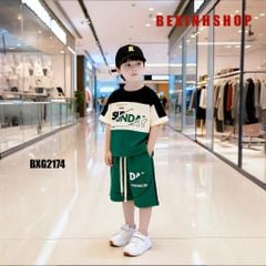 Bộ thun bé trai phối màu in chữ SUNDAY BXG2173