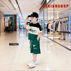 Bộ thun bé trai phối màu in chữ SUNDAY BXG2173