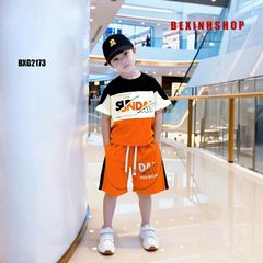 Bộ thun bé trai phối màu in chữ SUNDAY BXG2173