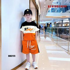 Bộ thun bé trai phối màu in chữ SUNDAY BXG2173
