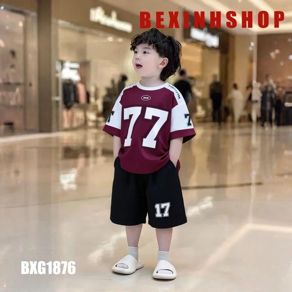 Bộ thun Hiphop thể thao số 77 dễ thương cho bé trai BXG1875 - Thời trang phong cách Thể thao cho Nam Trẻ Em