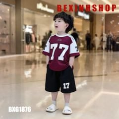 Bộ thun Hiphop thể thao số 77 dễ thương cho bé trai BXG1875 - Thời trang phong cách Thể thao cho Nam Trẻ Em