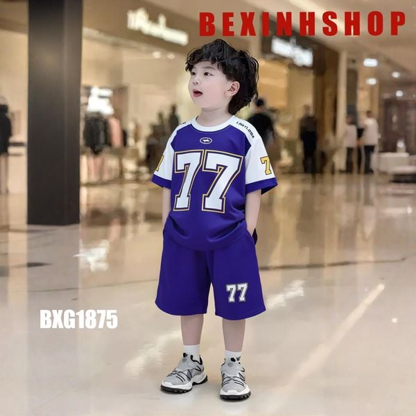 Bộ thun Hiphop thể thao số 77 dễ thương cho bé trai BXG1875 - Thời trang phong cách Thể thao cho Nam Trẻ Em
