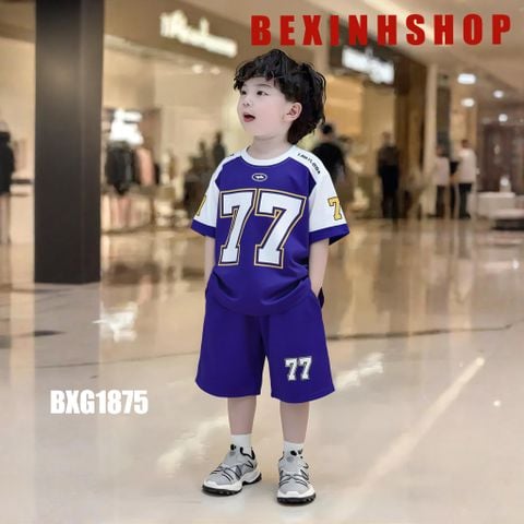 Bộ thun Hiphop thể thao số 77 dễ thương cho bé trai BXG1875 - Thời trang phong cách Thể thao cho Nam Trẻ Em