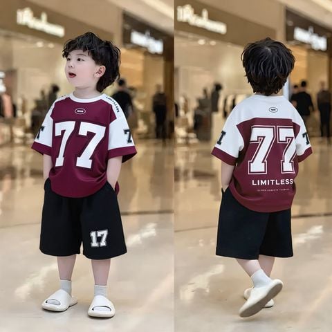 Bộ thun Hiphop thể thao số 77 dễ thương cho bé trai BXG1875 - Thời trang phong cách Thể thao cho Nam Trẻ Em