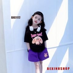 Bộ thun Cotton in Cừu BABY THREE dễ thương cho bé gái BXG1170