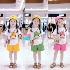 Set áo thun quần sort in Bé gái SWEET BXG2230