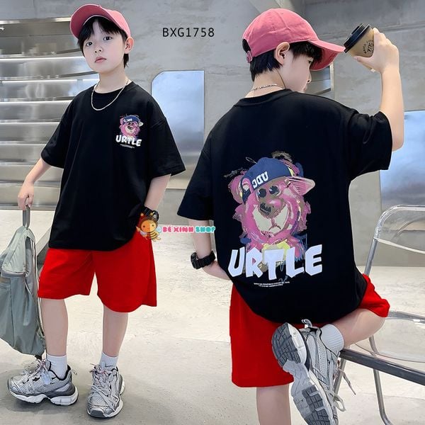 Bộ thun in gấu URTLE dễ thương cho bé trai & bé gái BXG1758
