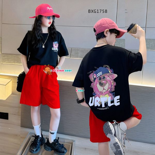 Bộ thun in gấu URTLE dễ thương cho bé trai & bé gái BXG1758